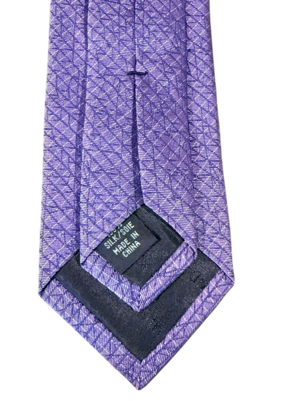 Calvin Klein 100% Silk Necktie Purple Woven Geometric Slim Cut + Tie Clip NWT - Picture 6 of 6